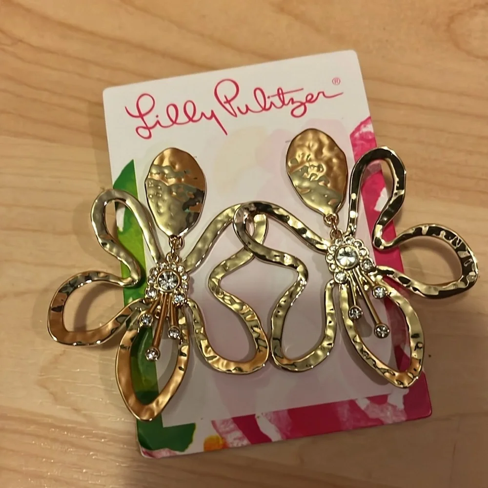 Lily Pulitzer Butterfly gold‎ metallic earrings